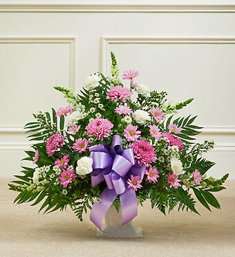 Lavender and White Sympathy Floor Basket