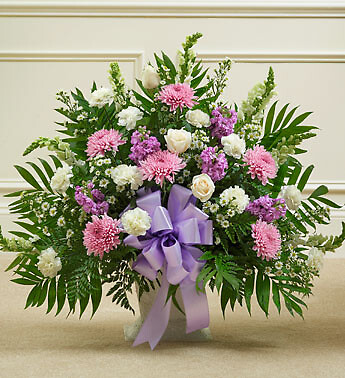 Lavender and White Sympathy Floor Basket