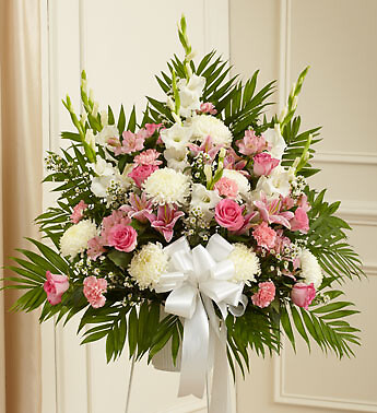 Pink and White Sympathy Standing Basket