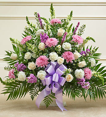 Lavender and White Sympathy Floor Basket