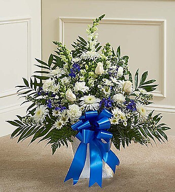 Blue and White Sympathy Floor Basket