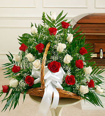 Red and White Rose Fireside Basket