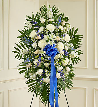 Blue and White Sympathy Standing Spray