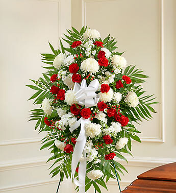 Red and White Sympathy Standing Spray