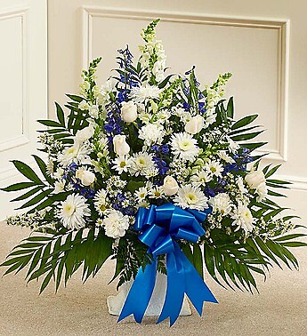 Blue and White Sympathy Floor Basket