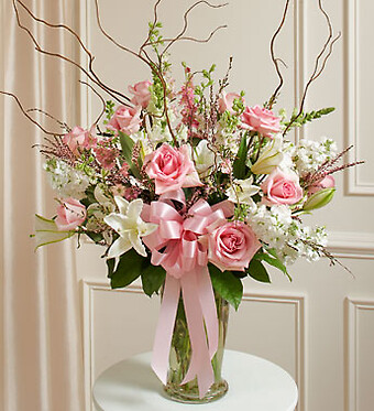 Pink and White Large Sympathy Vase Arrangement