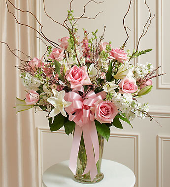 Pink and White Large Sympathy Vase Arrangement