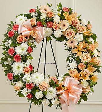 Peach, Orange and White Standing Wreath