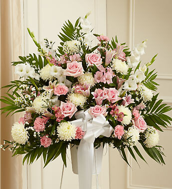 Pink and White Sympathy Standing Basket