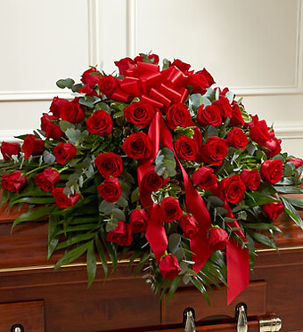 Red Rose Half Casket Cover