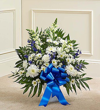 Blue and White Sympathy Floor Basket